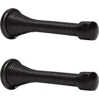 Pack de 2 topes de puerta de resorte de metal de 85 mm con base, tornillos y topes de puerta para protección del suelo