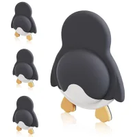 Juego de 4 topes de puerta, topes de puerta murales, dispositivos de protección de puerta, reutilizables, de silicona (diseño de pingüino).