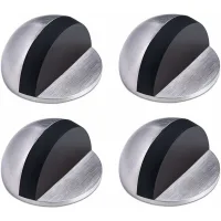 Topes de puerta de acero inoxidable y goma – color plata, juego de cuatro piezas – resistentes al óxido y la corrosión.