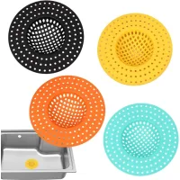 Colador de fregadero, cesta para alimentos, desagüe de fregadero, 9,8 x 1,5 cm, uno de cada color: amarillo, verde, naranja y negro, 4 en total