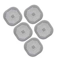 Filtro de silicona antiatascos de 5 piezas para fregaderos de cocina y baño, atrapa pelos y protege el desagüe, 14 x 14 cm, gris.