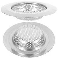Cesta de desagüe para fregadero de cocina de acero inoxidable de 2 piezas, filtro sólido antiobstrucción, 11,4 × 2,5 cm, color plata, juego de dos