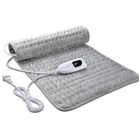 Almohadilla térmica eléctrica con apagado automático y 6 niveles de temperatura (gris plateado, 76 x 40 cm)