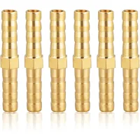 6 piezas de racor de tubería de latón de 6 mm, racor de tubería de latón de 6 mm (1/4), racor recto con púas, racor de tubería de latón, racor de en