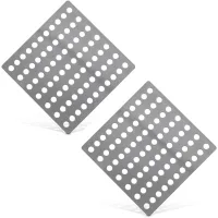 Juego de 2 rejillas de drenaje cuadradas de acero inoxidable para uso exterior. retienen hojas y residuos para proteger los desagües.