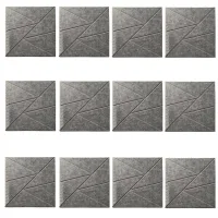 Paquete de 12 paneles de pared autoadhesivos e insonorizantes creativos de fibra de poliéster, 30 x 30 x 0,9 cm, gris oscuro