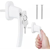 Manilla para ventana con cerradura de 35 mm - manilla de seguridad con llave para ventanas, protección infantil, aluminio blanco