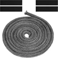 Junta trenzada para inserto y estufa, 8 mm x 2,5 m, junta de fibra de vidrio con 4 cintas, para estufa de leña y chimenea, gris oscuro