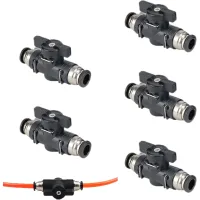 Juego de 5 conectores neumáticos de 8 mm – alta dureza, racor recto rápido, válvula de bola para tuberías de aire