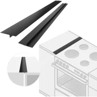 Paquete de 2 cubiertas de silicona para el hueco de la encimera de la cocina, longitud de relleno de 76 cm, sellado entre la estufa y el horno (negro)