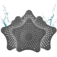 Tamiz de desagüe universal de silicona - 3+1 tamices para cabello gratis - tamiz de ducha - tamiz de desagüe para ducha, lavabo, bañera (gris)