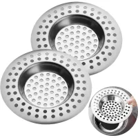 2 pcs, filtro de drenaje de fregadero, rejilla para fregadero de cocina, de acero inoxidable, para fregadero de cocina/baño, anti-obstrucción