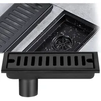 Sifón de sol inox 1 pcs en acero inoxidable drenaje 15cm 15cm filtro cuadrado desodorante antirretorno fuga de agua 15cm