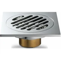 Sifón de suelo anti-olor completamente de cobre para baño, junta de agua poco profunda de uso único 61212 cromo