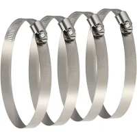 4 pcs abrazadera de manguera ajustable de acero inoxidable para fijar manguitos flexibles (91-114 mm)