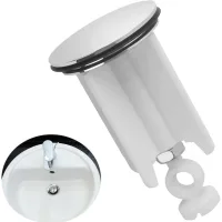 Tapón de drenaje universal para lavabo - desagüe ajustable en latón cromado blanco - compatible con fregaderos de cocina y baño