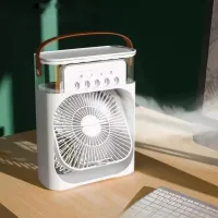 Aire acondicionado portátil con humidificador, luz nocturna rgb, 3 modos de velocidad, temporizador de 1-3h, ideal para casa, oficina y dormitorio