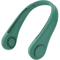 Ventilador usb portátil, con correa para el cuello para senderismo, 3 velocidades, silencioso, para uso en exteriores y deportes (verde)