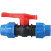 Válvula de corte de polietileno con llave roscada y maneta intercambiable para riego (25 mm)