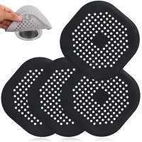 Juego de 4 recogepelos cuadrados de silicona resistente con ventosas integradas, 15 x 15 cm para baño, cocina