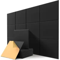 12 paneles acústicos cuadrados - cancelación de eco - para estudios, oficinas y hogares - 30 x 30 cm - negro
