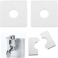 Roseta mezcladora de ducha de 2 piezas, blanca, roseta de grifo de pvc, cubiertas de tubo cuadradas autoadhesivas, cubierta de tubo para manguera de d