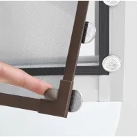 Mosquitera magnética ajustable de fibra de vidrio negra con banda magnética completa, 60 x 120 cm, borde marrón