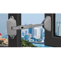 Limitadores para puertas y ventanas (1 unidad), aptos para marcos de ventanas de aluminio, madera y metal, fáciles de instalar (gris).