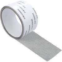 Cinta reparadora de mosquiteras - cinta de 5 cm x 2 m para reparar ventanas, mosquiteras y mallas (negra)