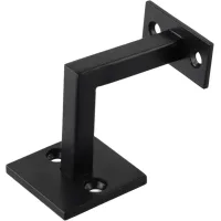 Juego de 4 soportes de acero inoxidable 304 negro para barandillas de gimnasio, rampas y pasillos, 5,1 x 5,1 cm