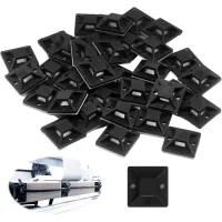100 piezas de bases adhesivas para sujetadores de cables, 23mm x 23mm, soporte de sujetacables autoadhesivo de plástico, base para abrazadera