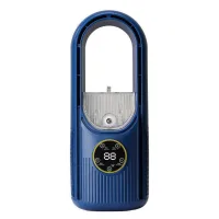 Ventilador de escritorio portátil sin aspas, 6 velocidades, función de nebulización, conexión usb directa, función de temporizador (azul).