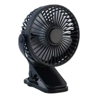 Ventilador enchufable con abrazaderas resistentes, funcionamiento silencioso (menos de 36 db(a)) y rotación de 360°. (negro, 110 x 64 x 158 mm)