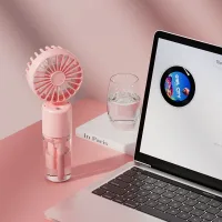 Mini ventilador nebulizador portátil, capacidad de 800 mah, 4 configuraciones de velocidad del viento, adecuado para uso en exteriores, rosa.