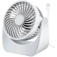 Mini ventilador usb, 3 velocidades, rotación de 360°, alimentación usb, ideal para diversas ocasiones como la oficina y el camping. (blanco)