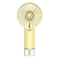 Mini ventilador portátil con función de humidificación, carga usb, 3 velocidades, apto para uso en exteriores, color amarillo.