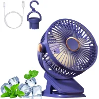 Ventilador usb silencioso, de escritorio, con velocidad ajustable y rotación de 720°, ideal para la oficina o el hogar. color azul.