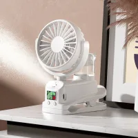 Mini ventilador portátil usb con clip y función de humidificación por nebulización, ideal para el hogar o la oficina (blanco)
