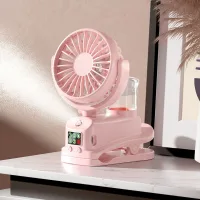 Mini ventilador portátil usb con clip y función de humidificación por nebulización, ideal para el hogar o la oficina (rosa)