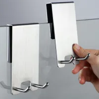 Ganchos de ducha de pared – no requiere perforación, toallero de acero inoxidable cepillado, 6-12 mm de grosor, juego de 2 piezas