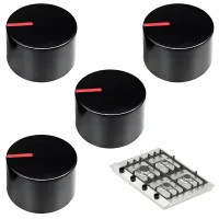 4 perillas negras para cocina de gas, para horno de gas, con eje en d de 8 mm de diámetro, para cocina de gas y estufa