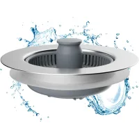 Colador y tapón para fregadero de cocina - colador universal 3 en 1 de acero inoxidable para fregaderos de 72 a 86 mm