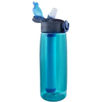 Botella de agua filtrada de 650 ml, deportiva, para fitness, con pajita y brújula, ideal para senderismo.