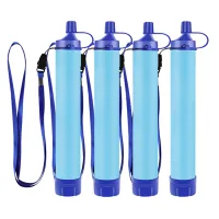 Juego de 4 filtros de agua de pajita personales, sistema de filtración de agua portátil para emergencias, senderismo, camping, caza