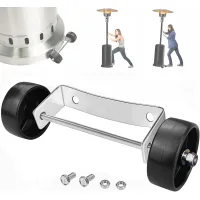 Kit de ruedas universal para calentadores de patio - soporte plateado de acero inoxidable, ruedas de repuesto para calentadores de gas, fácil de mover