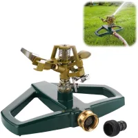 Pulverizador de césped metálico para riego, aspersor de pulso con soporte y base, aspersor de agua automático, aspersor de pulsación, rotación.