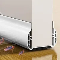 Burlete inferior blanco para puerta de 93 cm, autoadhesivo, para puertas de 3,3 a 5,5 cm de grosor y con una separación de 0,5 a 1,8 cm en la parte i