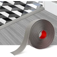 Tira de transición autoadhesiva para suelos de madera, 5 cm de ancho, divisor plano, diseño de veta de madera (1 metro, gris).