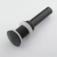 Desagüe para lavabo de una pieza, grifo, tapón pop-up de empujar y hacer clic, sin desbordamiento (negro)