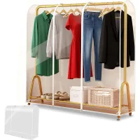 Funda para perchero de ropa con cremallera transparente bolsa grande de prendas protección contra el polvo cubierta protectora para riel de ropa (150